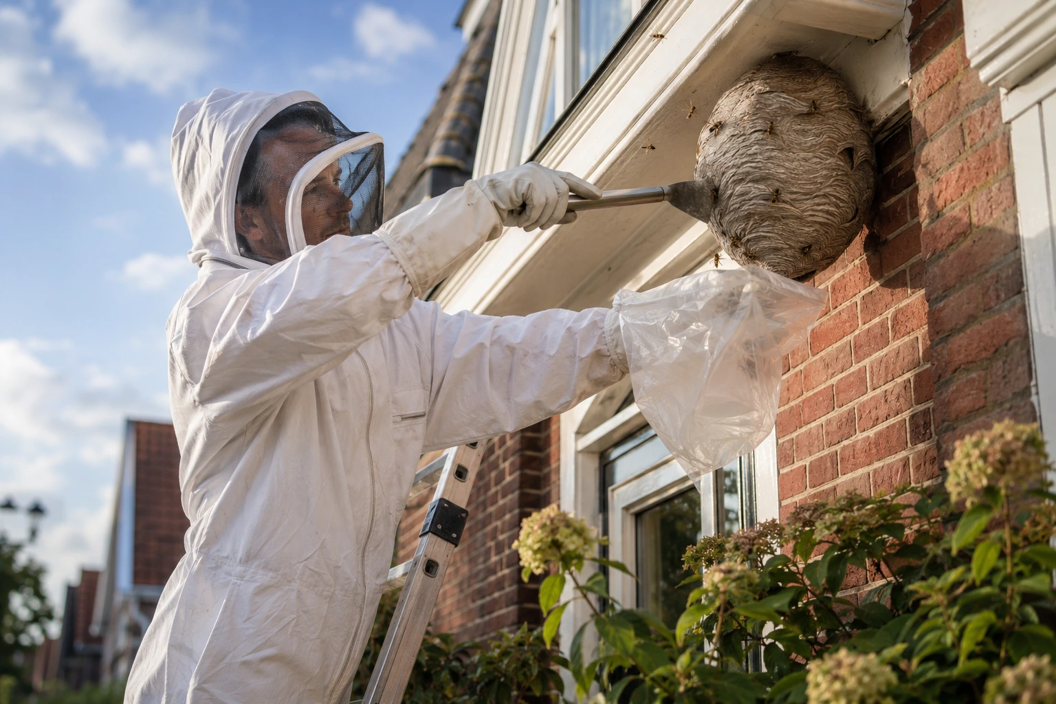 Wespenbestrijder verwijdert nest veilig en vakkundig in Enschede